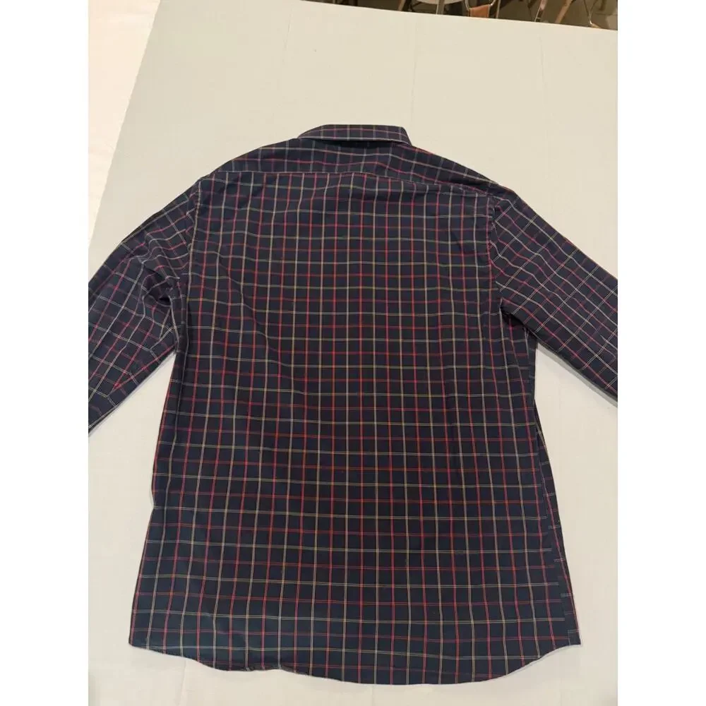 Banana Republic Slim Fit Wrinkle Resistant Plaid Button Up Shirt Men’s L Navy